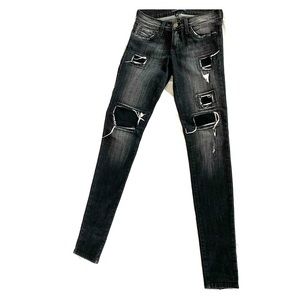 Flying Monkey distressed black skinny jean